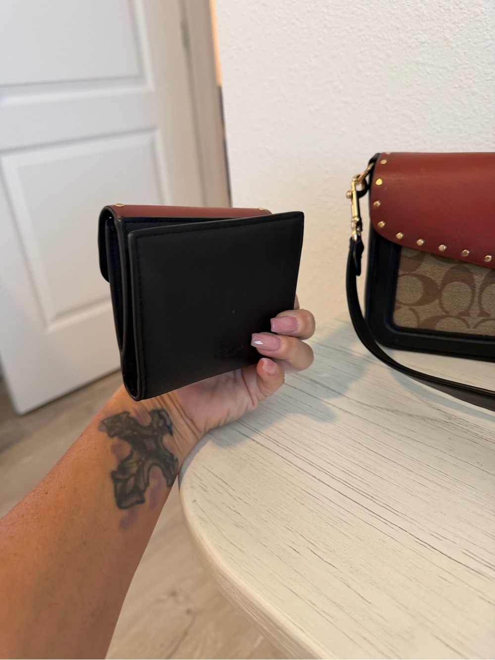 Coach Two-Tone Signature Saddle Bag in Brown and Black - Picture 3 of 15
